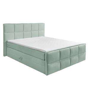 Boxspring Gimba incl. opbergruimte en topper - geweven stof - Mintkleurig