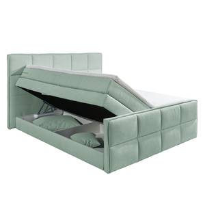 Boxspring Gimba incl. opbergruimte en topper - geweven stof - Mintkleurig - Mintkleurig