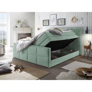 Boxspring Gimba incl. opbergruimte en topper - geweven stof - Mintkleurig