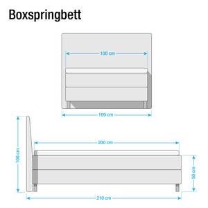 Boxspringbett Husum Strukturstoff - Anthrazit - 100 x 200cm - Tonnentaschenfederkernmatratze - H3