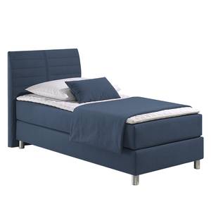 Boxspringbett Husum Strukturstoff - Meerblau - 100 x 200cm - Bonellfederkernmatratze - H2