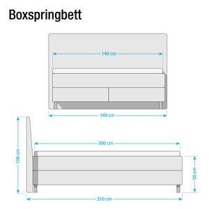 Boxspringbett Husum Strukturstoff - Meerblau - 140 x 200cm - Kaltschaummatratze - H2