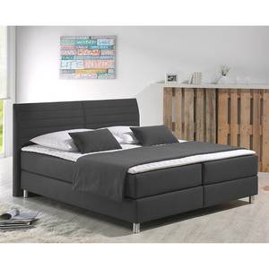 Boxspringbett Husum Strukturstoff - Anthrazit - 180 x 200cm - Kaltschaummatratze - H3