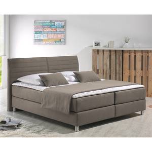 Boxspringbett Husum Strukturstoff - Taupe - 160 x 200cm - Kaltschaummatratze - H2