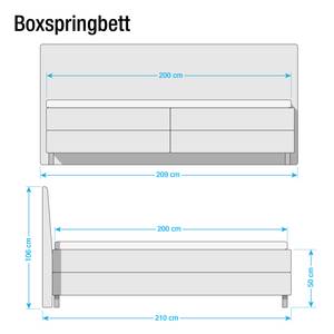 Boxspringbett Husum Strukturstoff - Taupe - 200 x 200cm - Bonellfederkernmatratze - H2