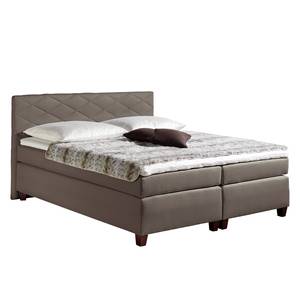 Boxspringbett Harmony Strukturstoff - Schlamm - 100 x 200cm - Bonellfederkernmatratze - H2 - Kaltschaumtopper