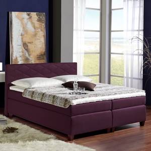 Boxspringbett Harmony Strukturstoff - Violett - 100 x 200cm - Bonellfederkernmatratze - H2 - Ohne Topper