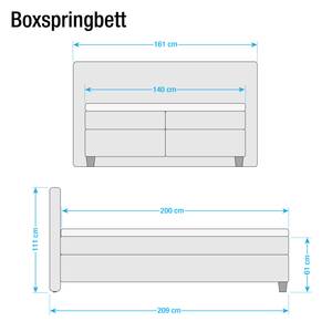 Boxspringbett Heaven Webstoff - Granit - 140 x 200cm - H3 - Ohne Topper