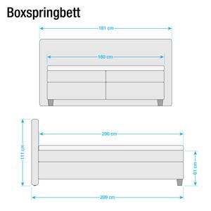 Boxspringbett Heaven Webstoff - Granit - 160 x 200cm - H2 - Ohne Topper