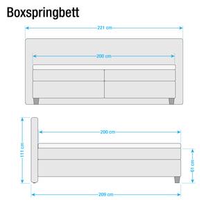 Boxspringbett Heaven Webstoff - Granit - 200 x 200cm - H2 - Ohne Topper