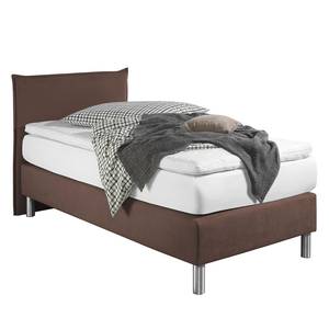 Lit boxspring Hedensted Microfibre - Marron - 100 x 200cm - Matelas à ressorts Bonnell - D2 souple