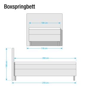Lit boxspring Hedensted Microfibre - Turquoise - 100 x 200cm - Matelas à ressorts Bonnell - D2 souple