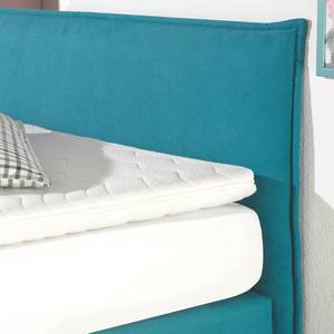 Lit boxspring Hedensted Microfibre - Turquoise - 160 x 200cm - Matelas à ressorts Bonnell - D2 souple