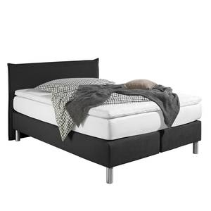 Lit boxspring Hedensted Microfibre - Noir - 140 x 200cm - Matelas à ressorts Bonnell - D2 souple