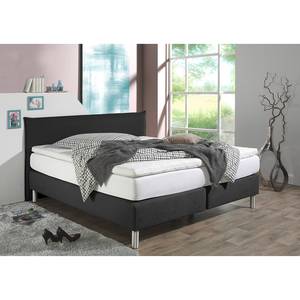 Lit boxspring Hedensted Microfibre - Noir - 200 x 200cm - Matelas à ressorts Bonnell - D2 souple