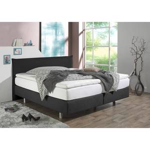 Lit boxspring Hedensted Microfibre - Noir - 200 x 200cm - Matelas à ressorts Bonnell - D2 souple