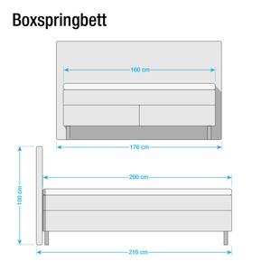 Lit boxspring Hedensted Microfibre - Gris - 160 x 200cm - Matelas de mousse froide - D3 medium