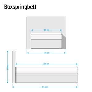 Boxspring Ingebo kunstleer - Wit - 100 x 200cm - Bonell-binnenveringmatras - H2 zacht