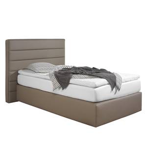 Boxspringbett Ingebo Kunstleder Taupe - 100 x 200cm - Bonellfederkernmatratze - H2