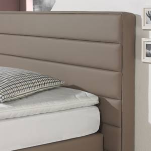 Boxspring Ingebo kunstleer - Taupe - 100 x 200cm - Bonell-binnenveringmatras - H2 zacht