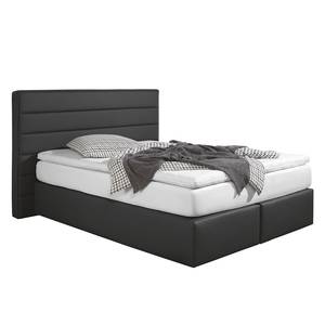 Boxspring Ingebo kunstleer - Zwart - 140 x 200cm - Koudschuimmatras - H2 zacht