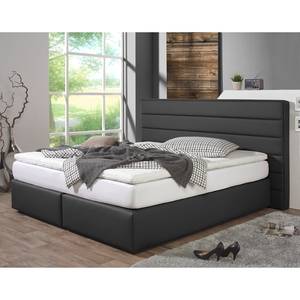 Boxspringbett Ingebo Kunstleder Schwarz - 200 x 200cm - Kaltschaummatratze - H3