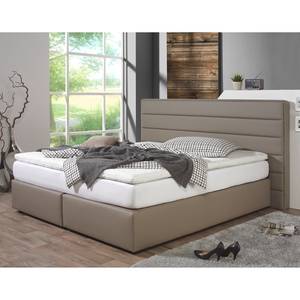 Boxspringbett Ingebo Kunstleder Kunstleder - Taupe - 180 x 200cm - Tonnentaschenfederkernmatratze - H2