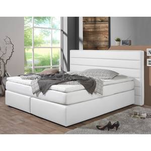 Boxspringbett Ingebo Kunstleder Kunstleder - Weiß - 200 x 200cm - Tonnentaschenfederkernmatratze - H2