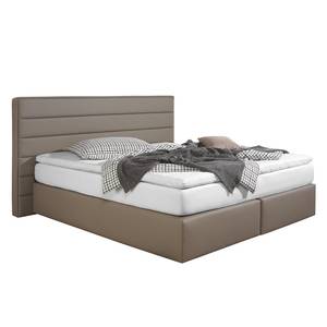 Boxspringbett Ingebo Kunstleder Kunstleder - Taupe - 180 x 200cm - Bonellfederkernmatratze - H3