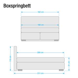 Boxspringbett Isa Kunstleder Kunstleder - Weiß - 160 x 200cm - H3