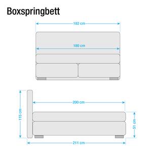 Boxspringbett Isa Kunstleder Kunstleder - Weiß - 180 x 200cm - H3