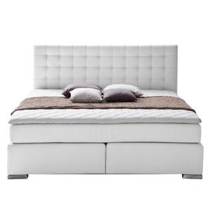 Lit boxspring Isa Imitation cuir - 180 x 200cm - D3 à partir de 80 kg - Blanc - Blanc - 180 x 200cm - D3 medium