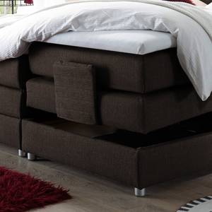 Lit boxspring Jamana Réglage électrique - Avec surmatelas - Tissu - Gris marron