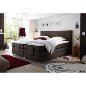 Lit boxspring Jamana Réglage électrique - Avec surmatelas - Tissu - Gris marron