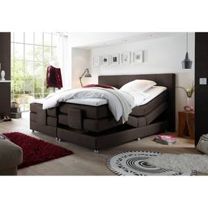 Lit boxspring Jamana Réglage électrique - Avec surmatelas - Tissu - Gris marron