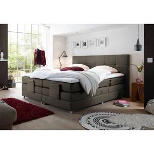 Lit boxspring Jamana Réglage électrique - Avec surmatelas - Tissu - Havanne