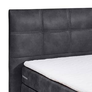 Boxspringbett Jansen Antiklederoptik Grau - Textil - 200 x 110 x 220 cm