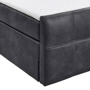 Lit boxspring Jansen Aspect cuir vieilli - Anthracite