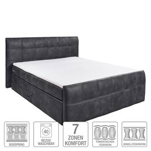 Lit boxspring Jansen Aspect cuir vieilli - Anthracite