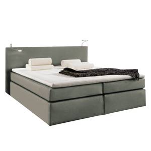 Boxspringbett Japura inklusive Topper Webstoff - Dunkelgrau - 140 x 200cm