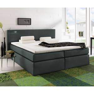 Boxspring Japura inclusief topper geweven stof - Grafiet - 140 x 200cm