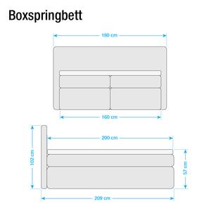 Boxspringbett Japura inklusive Topper - Webstoff - Dunkelgrau - 160 x 200cm