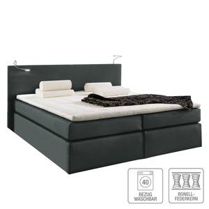 Boxspring Japura inclusief topper - geweven stof - Grafiet - 160 x 200cm