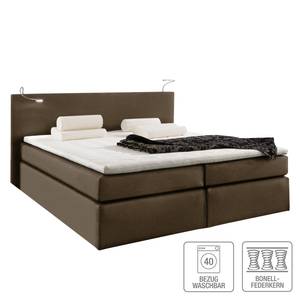 Boxspringbett Japura inklusive Topper Webstoff - Mokka - 160 x 200cm