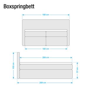 Boxspringbett Japura inklusive Topper Webstoff - Mokka - 160 x 200cm