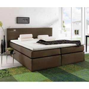 Boxspringbett Japura inklusive Topper - Webstoff - Mokka - 160 x 200cm