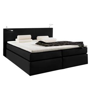 Boxspringbett Japura inklusive Topper Webstoff - Schwarz - 160 x 200cm