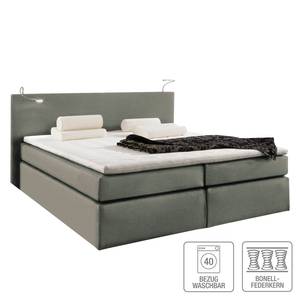 Boxspringbett Japura inklusive Topper - Webstoff - Dunkelgrau - 180 x 200cm