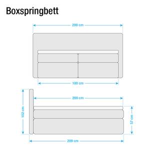 Boxspring Japura inclusief topper geweven stof - Donkergrijs - 180 x 200cm