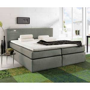 Boxspringbett Japura inklusive Topper Webstoff - Dunkelgrau - 180 x 200cm